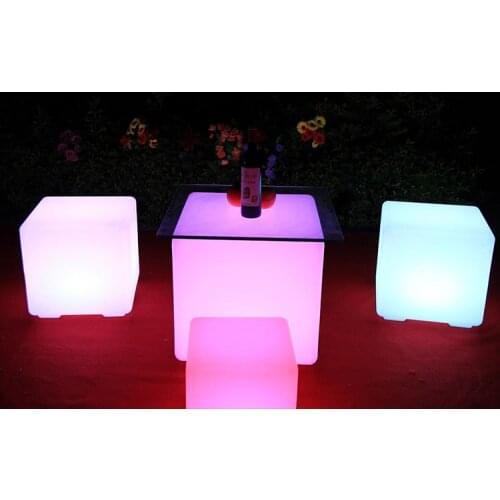 15%,LED Cube Rechargeable Cordless Decorative Light Luminous Stool with 7 Colors Remote Control 35 x 35 x 35cm