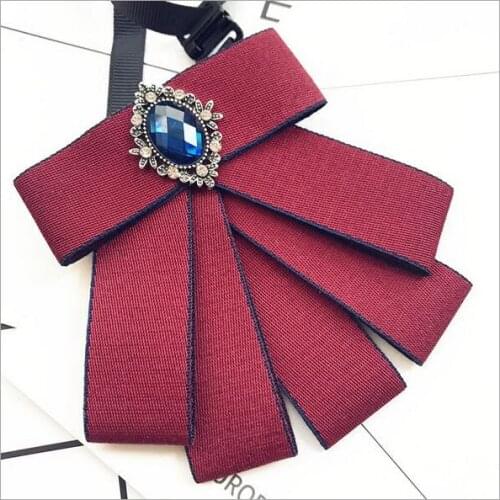 20Pcs Red Tie Bow Brooch Fabric Crystal Flower Pins And Brooches Accessories Ladie Bowtie Broaches Pin Badge For Women Men