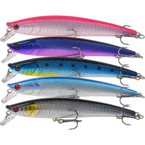 6# With Sharp Hook 5Colors 11cm/11g Artificial Slender Plastic Hard Bait Bass Wobbler Bionic Bait Swim bait 3D Eyes