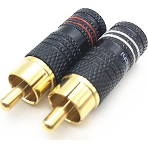 8Pcs good quality Nakamichi welding copper Gold Plated RCA Male plug Connector adapter for AV Audio Vidio Wire Connector plug