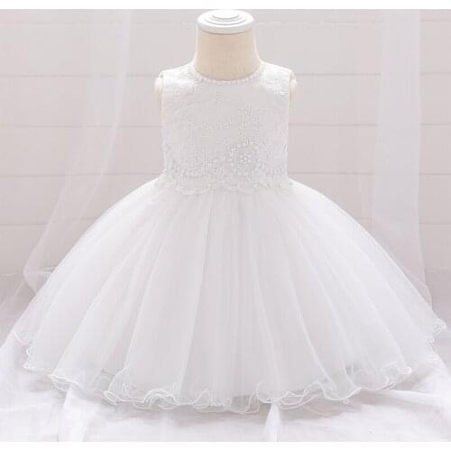2020 Newborn White Baby Girl Dress 1st Birthday Dress For Girl Clothing Lace Beading Party Wedding Princess Dresses 3 9 12Month