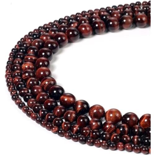 4-12mm AAA+ Red Tiger Eye Natural Stone Beads for Jewelry Making Round Loose Strand Beads DIY Charm Bracelet Pick Size 15"