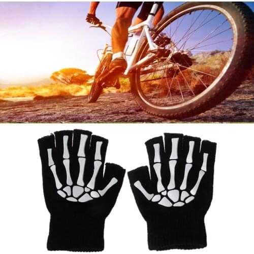 Cycling Gloves Kids Outdoor Sports Bicycle Half Finger Skeleton Soft Protective Gripper Print Cycling Non-slip Wrist Gloves