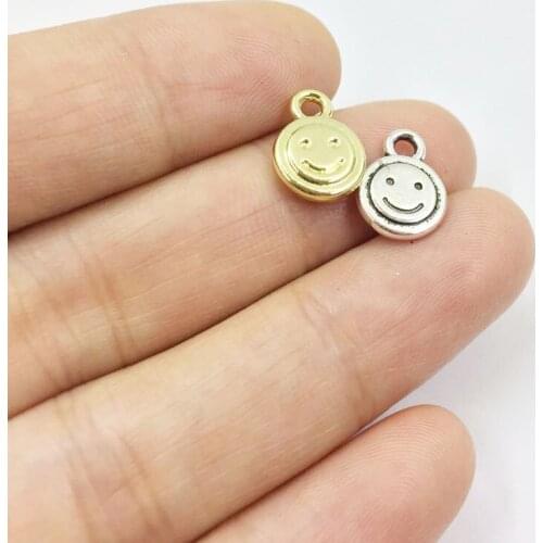 Eruifa 20pcs 9mm Mini Smile Head Charms Pendant necklace,earring jewelry DIY handmade Gold Lead/Nickle Free