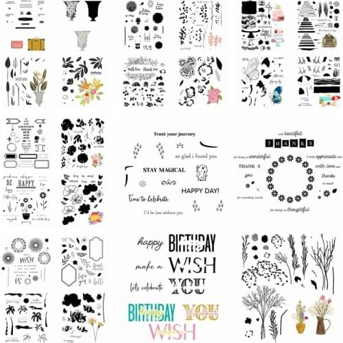 Floral Vase Birthday Cake Suitcase Thanks Butterfly Wish You Metal Cutting Dies Matching Clear Stamp Crafts Card Making 2021