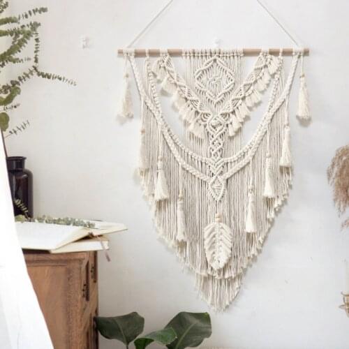 HOT Macrame Wall Decor Tapestry Wall Hanging Boho Bohemian Home Decoration Woven Grey Handmade Living Room Apartment Dorm