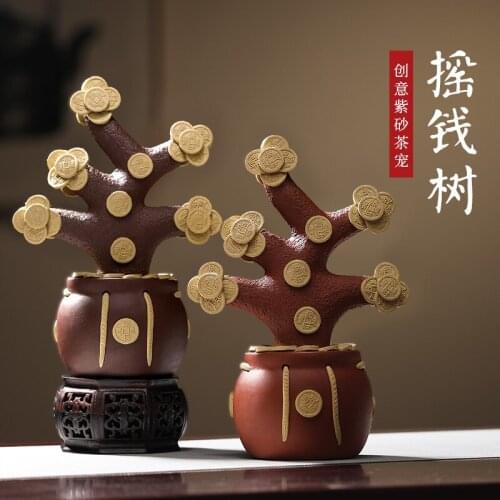 Yixing purple sand exquisite personality money tree tea favorite all handmade tea play tea set tea ceremony accessories