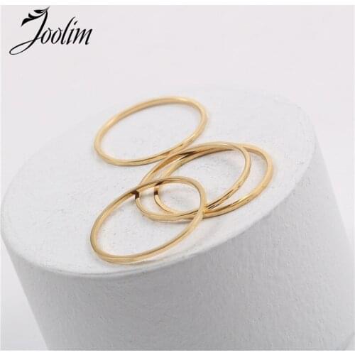 Joolim High End 18K Gold PVD Fashion Symple Irregular Malleolar Stria Rings for Women Stainless Steel Jewelry Wholesale
