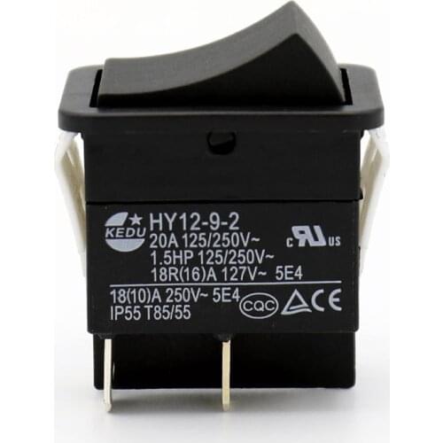 2Pieces KEDU HY12-9-2 4 Pins Push Button Rocker Switch ON-OFF Arc Push-key Switches for Electric Power Tools 125/250V 20A/1.5HP