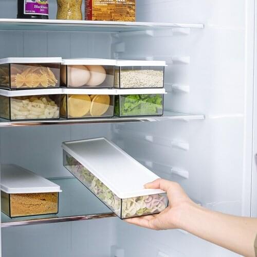 1.1L Rectangular Plastic Kitchen Transparent Refrigerator Fresh Food Storage Box Noodles Pasta Containers With Lids