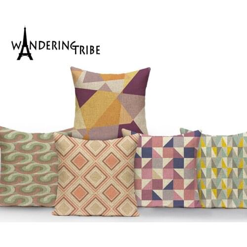 Colorful Geometry Pillow Covers Streak Covers for Cushions Pillows for Decoration 45x45cm Linen Pillow Case Pillow Funda Cojines