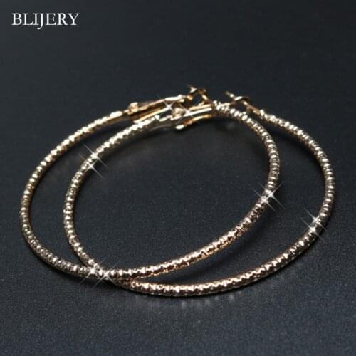 BLIJERY Cute Big Hoop Earrings for Women Starry Style Circle Earrings Celebrity Statement Earrings Aros Prom Party Jewelry Gifts