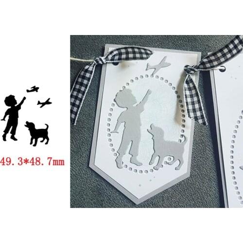 A Little Boy Throwing Planes With A Dog Metal Cutting Dies For New DIY Scrapbooking Album New Craft Embossing Cards 2020