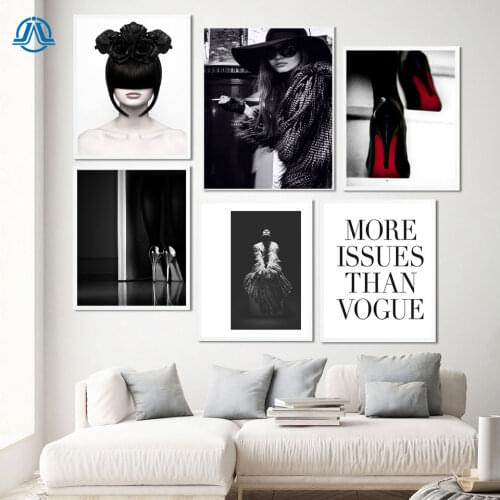 Fashion High Heels Sexy Smoking Girl Wall Art Canvas Poster Minimalist Print Painting Wall Picture for Living Room Home Decor
