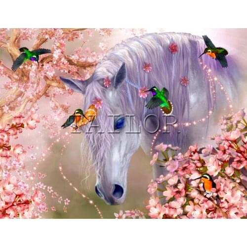 Mosaic Dirll drawing cuadros full square embroidery 5d diamond painting kit set complet Cross stitch horse unicorn flower art 22