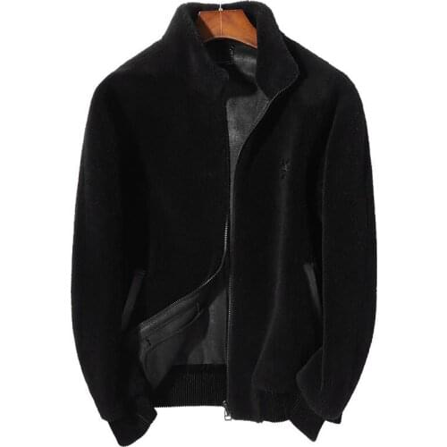 Real Fur Coat Men Short Clothes 2020 Autumn Winter Sheep Shearing Wool Jacket Mens Fur Coats Overcoat S9ISBS001 KJ3510