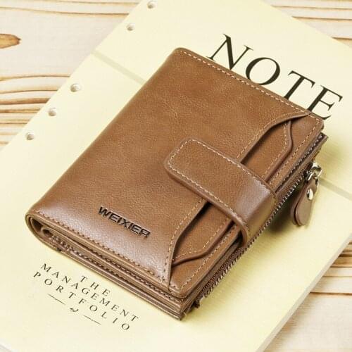 Men Wallet PU Leather Short Wallets Male Multifunctional Cowhide Purse Coin Pocket Driver License Holder Zipper High Quailty Min