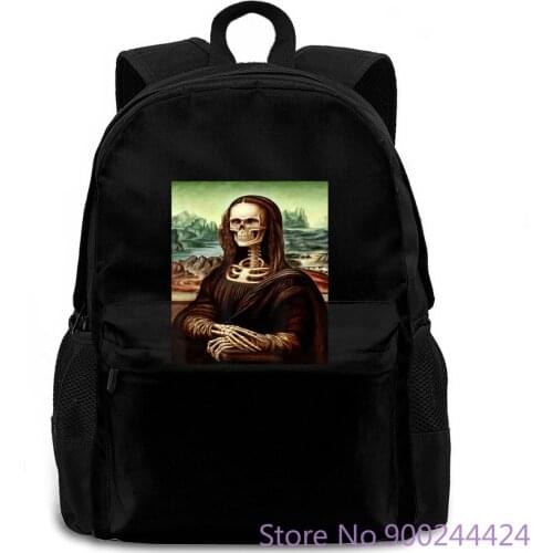 Mona Lisa Skull Novelty Cool Mens Hipster Harajuku women men backpack laptop travel school adult student