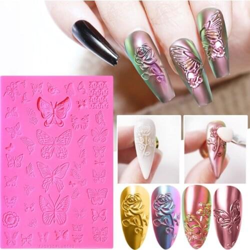 Nail Art Silicone Nail Art Sticker Decorative Upgraded Version Printing Template Plastic Template 3D Three-dimensional Relief
