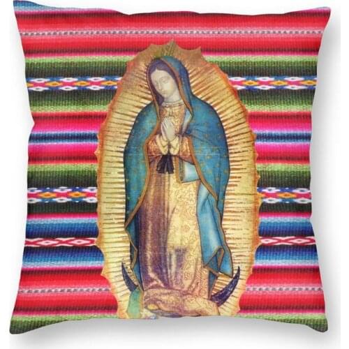 Our Lady Of Guadalupe Virgen Maria Zarape Throw Pillow Case Virgin Mary Catholic Cushion Covers for Living Room Home Decorative