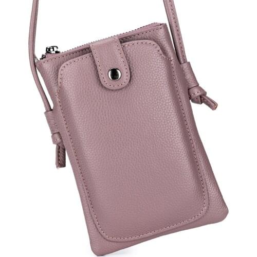 2021New first layer leather phone bag women Fashionable all-Match mini soft leather crossbody bag
