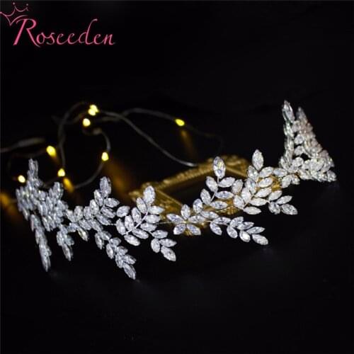 New Wedding Hair Accessories 3A CZ Leaf Headband Cubic Zirconia Bridal Hair Vine Headdress RE4190