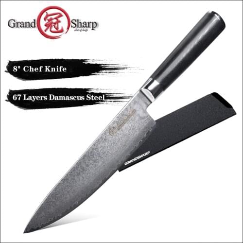 Grandsharp Chef Knife 8 inch vg10 Japanese Damascus Steel 67 Layers Japanese Kitchen Knives Kitchenware Gadgets tools G10 Handle