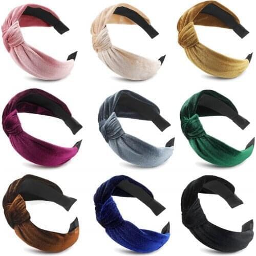 Autumn and winter gold flannel hair band European beauty simple knot big butterfly hair hoop headband accessories