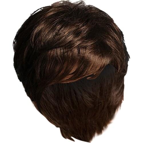 8'' Short Pixie Cut Curly Wig Women Human Hair Layered Wavy Daily Party Wig