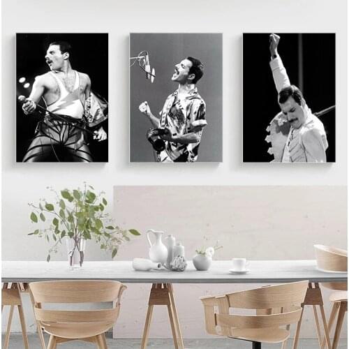 Freddie Mercury Bohemian Rock Music Star Posters Prints Wall Art Picture Living Room Cafe Bar Home Decor Canvas Painting
