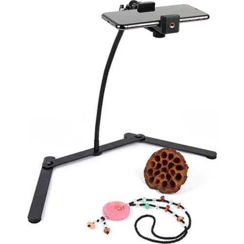 Adjustable Tripod With Cellphone Holder, Overhead Phone Mount, Table Top Teaching Online Stand For Live Streaming