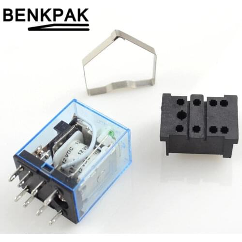 General purpose relay MY2 DPDT 8 pins MY2NJ relais 12v 24v 110v 220v relay switch with PCB Socket