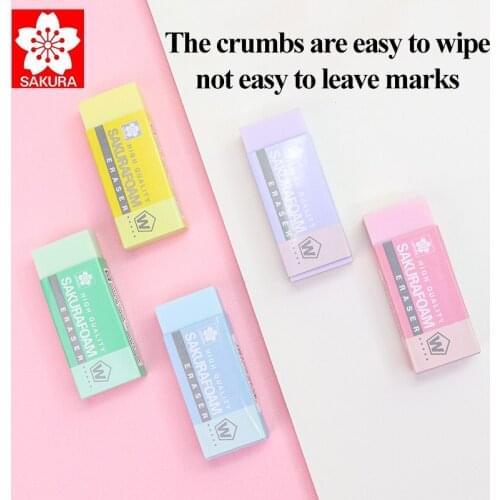 SAKURA Art Macaron Color FOAM Eraser Wipe Clean Writing Sketch Highlight Rubber High Quality Eraser Stationery Supplies XRFW100