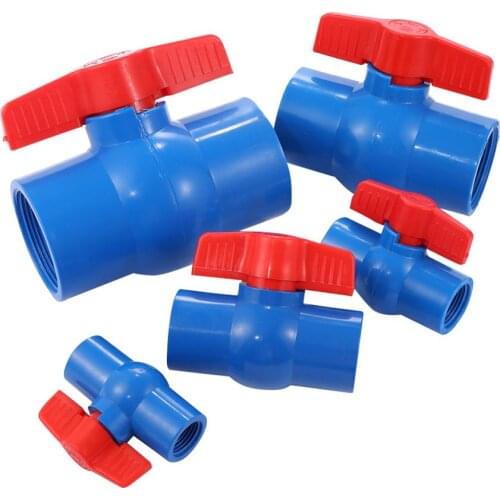 Blue Female Thread PVC Ball Valve 1/2"~2" Thread Garden Irrigation Hose Connection Water Pipe Connectors Aquarium Tank Adapter