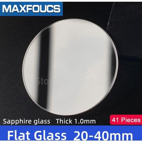 Watch Glass Thick 1.0mm Diameter 20-40 mm Flat Sapphire Anti scratch Smooth Round Transparent Crystal ，A total of 41 pieces