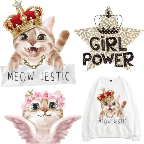 Cat Patches Pentagram Thermal Stickers on Clothes Iron-on Transfers for Clothing Thermoadhesive Patch Pvc Vinyl Diy Applique