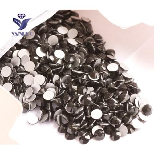 YANRUO 2058NoHF SS16 1440Pcs Black Non Hot-Fix Rhinestones Flatback Round Base For Nail Art Dress Clothes