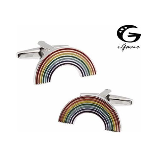 IGame Rainbow Cuff Links Novelty Muticolor Rainbow Design Quality Brass Material Best Gift For Men Free Shipping