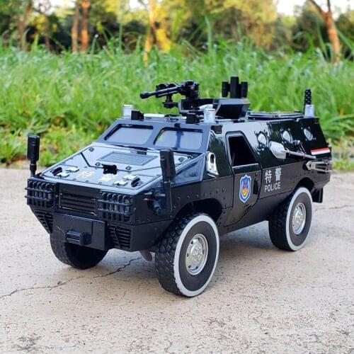 1:24 ZFB Military Truck Armored Car Alloy Car Model Diecast Toy Vehicle Cars Sound and light Toys Kids Gifts Collection