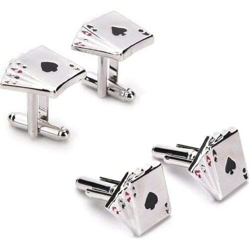 1 Pair Jewelery 4A Poker Cufflinks Male French Shirt Cuff Links Cards Design Cufflink Fashion For Mens Jewelry