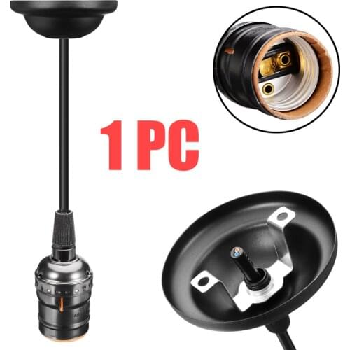 1Pcs 110 - 220V Black Ceiling Pendant Lamp Light Base Socket E27 Screw Bulb Holder with Wire Pendant Lamp Holder