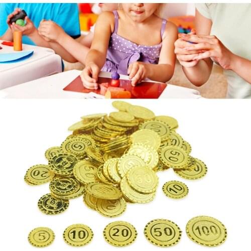 100pcs Pirates Gold Coins Plastic Game Coin Chip for Party Decoration Child Toy