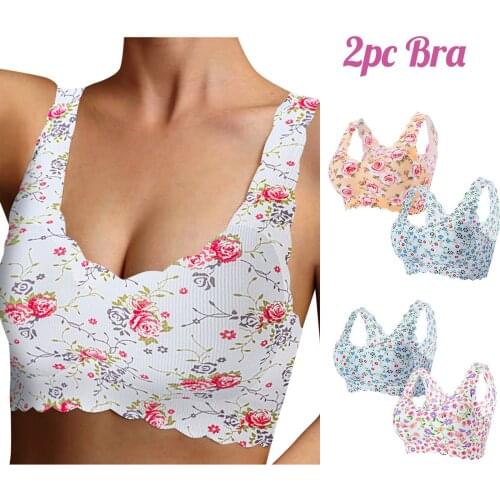 2PC Gym Fitness Running Sport Brassiere Tops Push Up Bras Floral Bra for Women Fitness Yoga Running Female Pad Sportswear