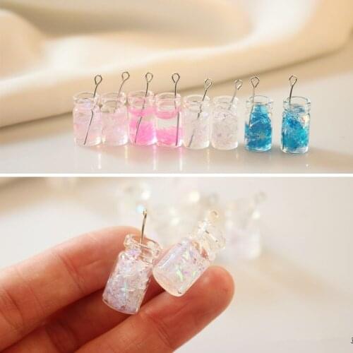 2018 New style Snowflake smoothie decoration geometry bottle shape glass beads diy jewelry earring/necklace pendant accessory
