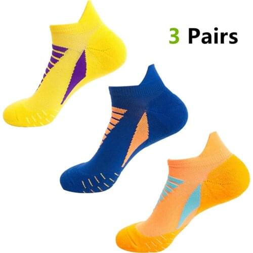 3 Pairs Professional Sports Running Socks Men Cotton Terry Socks Basketball Tennis Thick Socks Shock Absorption Moisture Wicking