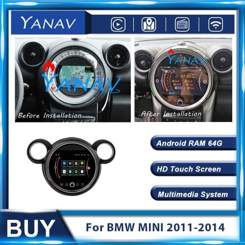 Android 2 Din Car Radio With Carplay GPS Navigation For BMW MINI 2011-2014 Auto Stereo Receiver Multimedia MP3 Player Head Unit