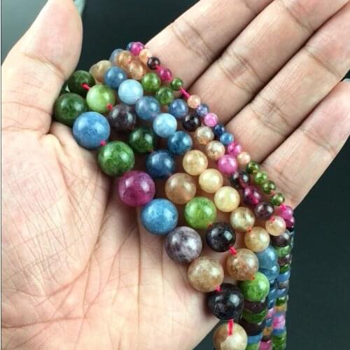 Natural Colorful Angelite Stone Beads Smooth Round Loose Spacer Bead For Making Jewelry DIY Bracelet 15'Strand 4/6/8/10/12mm