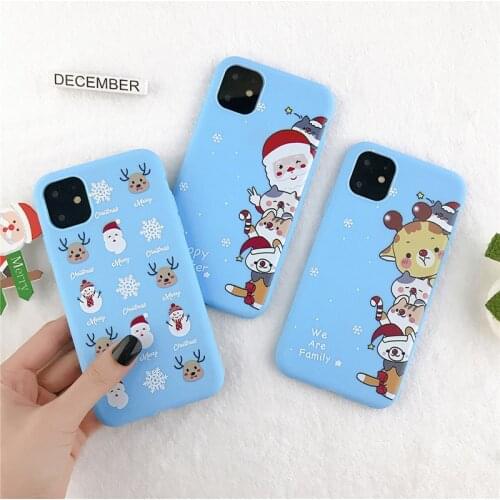 Cartoon Merry Christmas Phone Case For iPhone 11 12 12pro Max 12mini 7 8 6 6S Plus Case Santa Claus Elk Case For iPhone XR X Xs