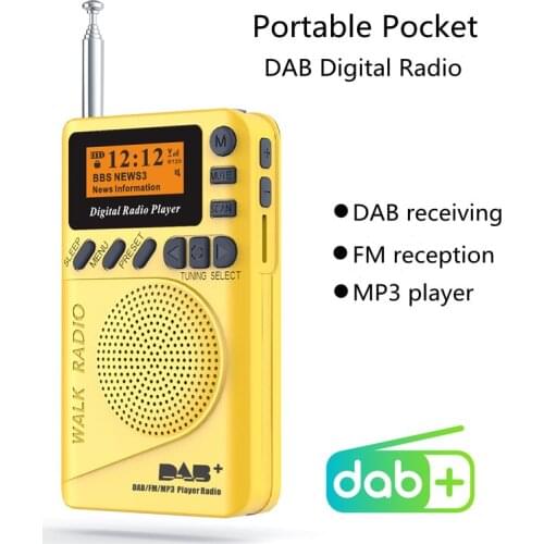 DAB FM Radio Digital Radio, Built-in Rechargeable Battery, SD Card MP3 Playback Function, Mini Portable Handheld Radio