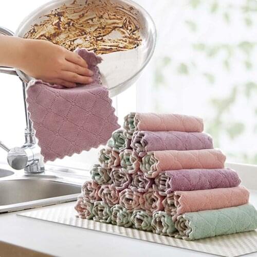 Kitchen Cleaning Tools Super Absorbent Microfiber Kitchen Dish Cloth Double-sided Clean Pad Kitchen Bathroom Accessories Goods
